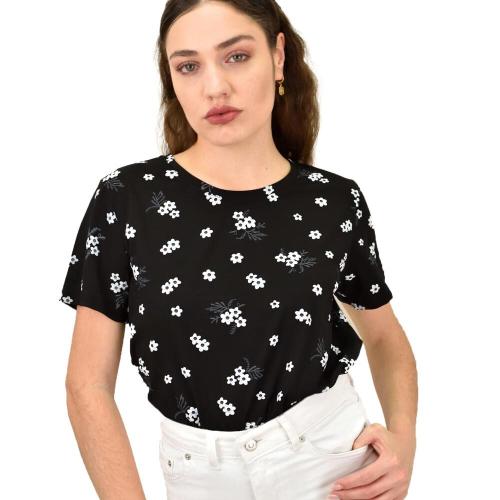 Γυναικεία μπλούζα με λουλούδια Μαύρο 15201