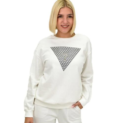 Γυναικεία μπλούζα φούτερ με στρας Λευκό 21780