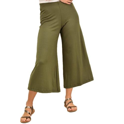 Γυναικεία παντελόνα zip-cullote σε μεγάλα μεγέθη Λαδί 11064