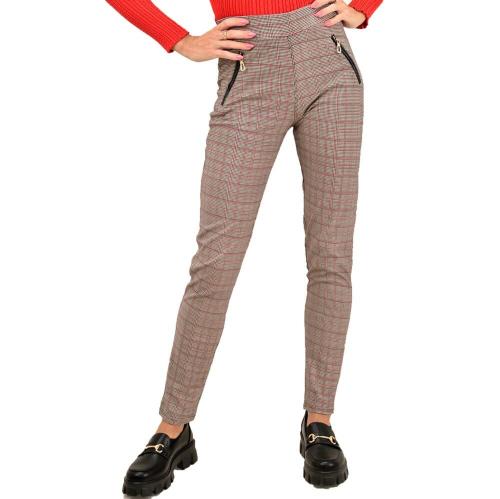 Γυναικείο εφαρμοστό παντελόνι με φερμουάρ στις τσέπες Κόκκινο 12808