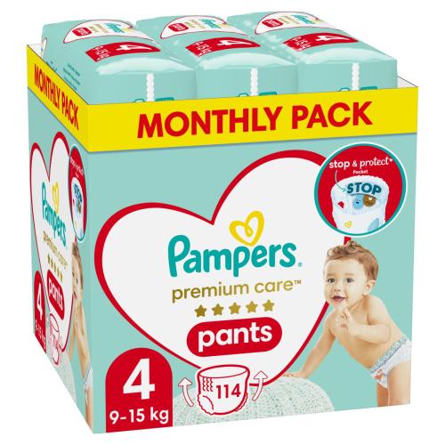 Πάνες Βρακάκι Pampers Premium Care Pants Νο 4 (9-15kg) Monthly Pack 114τμχ