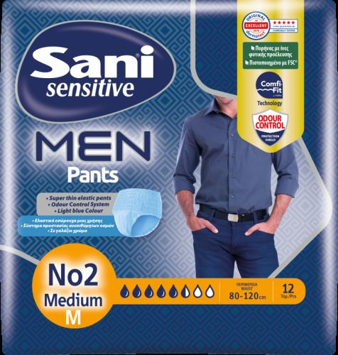 Sani Men Pants Ελαστικό Εσώρουχο Ακράτειας Νο2 Medium 12τμχ