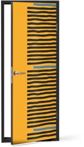 Γραμμές σε κίτρινο φόντο, Line Art, Αυτοκόλλητα πόρτας, 60 x 170 εκ.