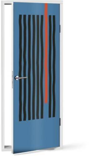 Γραμμές σε μπλε φόντο, Line Art, Αυτοκόλλητα πόρτας, 60 x 170 εκ.