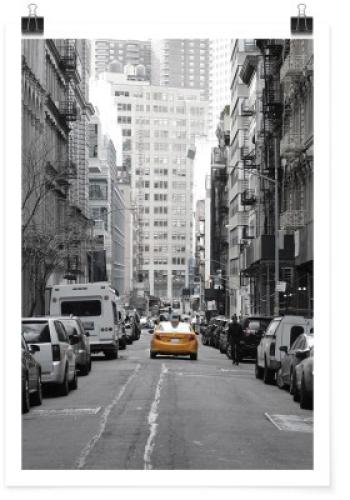 Κίτρινο ταξί σε δρόμο της Νέα Υόρκης, Πόλεις - Ταξίδια, Πόστερ, 20 x 30 εκ.