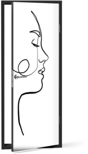 Προφίλ κοπέλας, Line Art, Αυτοκόλλητα πόρτας, 60 x 170 εκ.