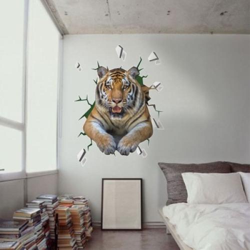 Τίγρης, 3D - Τρισδιάστατα, Αυτοκόλλητα τοίχου, 70 x 93 εκ.