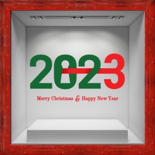 2023 κλειδαριά, Χριστουγεννιάτικα, Αυτοκόλλητα βιτρίνας, 80 x 39 εκ.