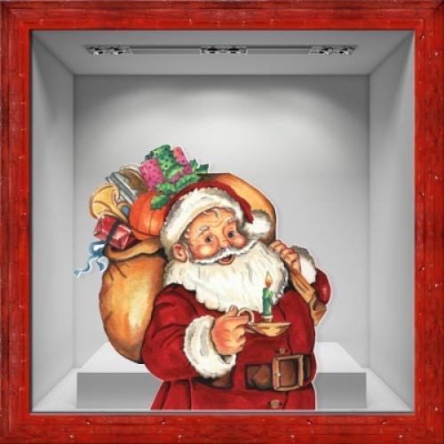 Άγιος Βασίλης με Σάκο με Δώρα, Χριστουγεννιάτικα, Αυτοκόλλητα βιτρίνας, 80 x 83 εκ.