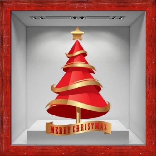 Christmas Tree Red-Gold, Χριστουγεννιάτικα, Αυτοκόλλητα βιτρίνας, 80 x 131 εκ.