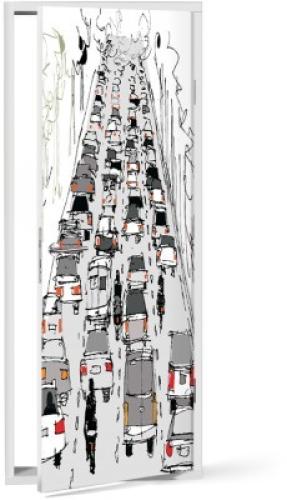 Κίνηση του δρόμου, Πόλεις - Ταξίδια, Αυτοκόλλητα πόρτας, 60 x 170 εκ.