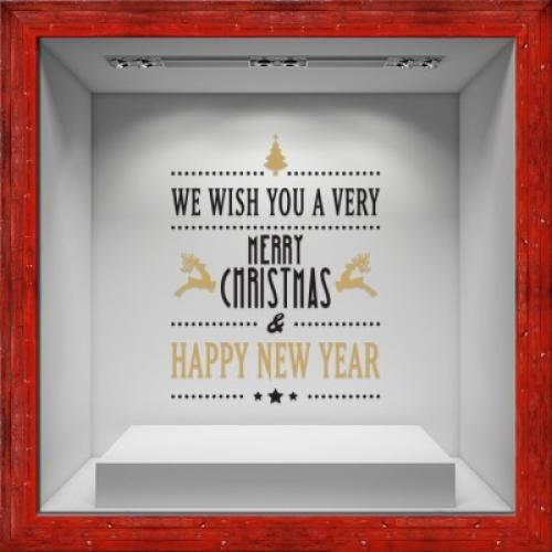 We wish You Gold-Black, Χριστουγεννιάτικα, Αυτοκόλλητα βιτρίνας, 80 x 103 εκ.