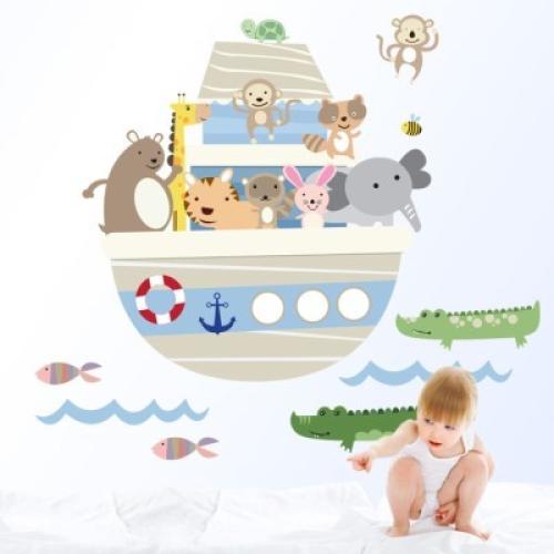 Ζώα σε καράβι, Παιδικά, Αυτοκόλλητα τοίχου, 81 x 72 εκ.