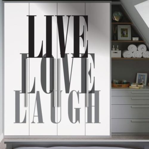 Live,Love,Laugh, Φράσεις, Αυτοκόλλητα ντουλάπας, 100 x 100 εκ.