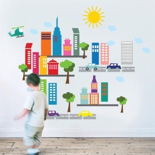 Ηλιόλουστη πόλη, Παιδικά, Αυτοκόλλητα τοίχου, 162 x 129 εκ.