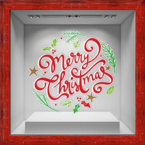 2024 - Merry Christmas, Χριστουγεννιάτικα, Αυτοκόλλητα βιτρίνας, 100 x 100 εκ.