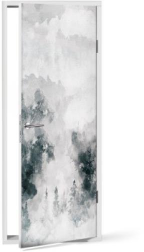 Δάσος με ομίχλη, Πόλεις - Ταξίδια, Αυτοκόλλητα πόρτας, 60 x 170 εκ.