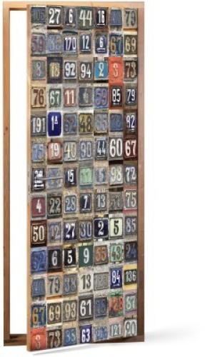 Μοτίβο με αριθμούς οδών, Vintage, Αυτοκόλλητα πόρτας, 60 x 170 εκ.