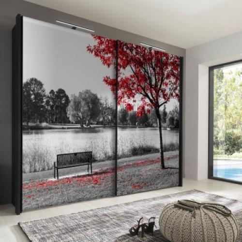 Red Tree in Grey, Φύση, Αυτοκόλλητα ντουλάπας, 100 x 67 εκ.