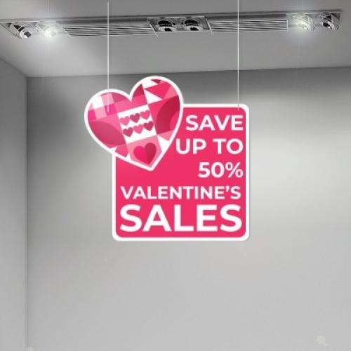 Valentine's Sale Heart, Αγίου Βαλεντίνου, Καρτολίνες κρεμαστές, 50 x 50 εκ.