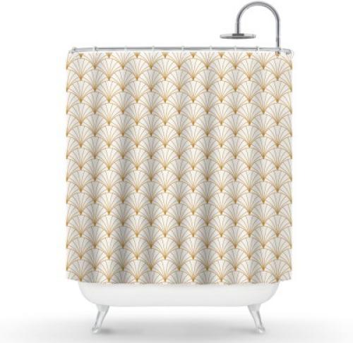 Μοτίβο με χρυσά σχέδια, Line Art, Κουρτίνες μπάνιου, 150 x 180 εκ.