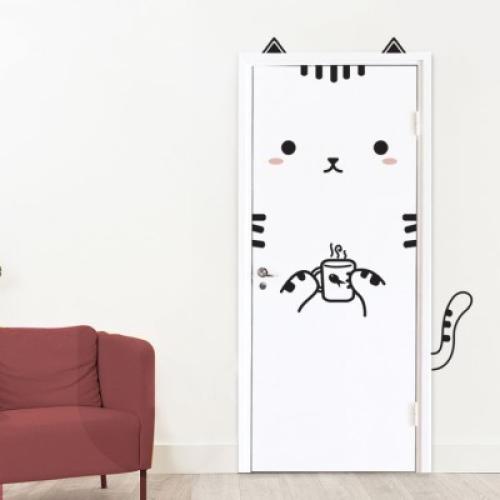Cat Drinking, Sticker Πόρτας, Αυτοκόλλητα πόρτας, Small (60x103)