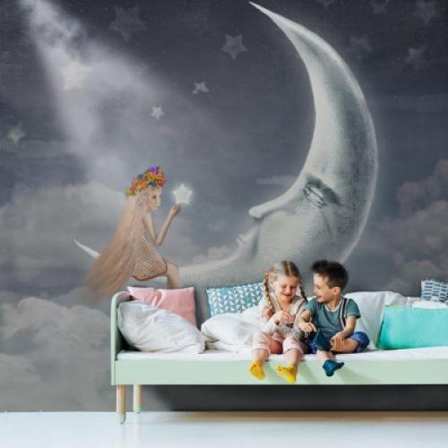 Κοπέλα παρέα με το φεγγάρι, Παιδικά, Ταπετσαρίες Τοίχου, 100 x 102 εκ.