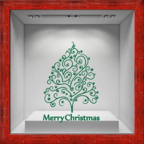 Χριστουγεννιάτικο Δεντράκι, Χριστουγεννιάτικα, Αυτοκόλλητα βιτρίνας, 56 x 80 εκ.
