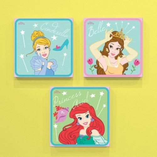 Cinderella, Belle and Ariel, Παιδικά, Mini Set καμβάς, 25 x 25 εκ.