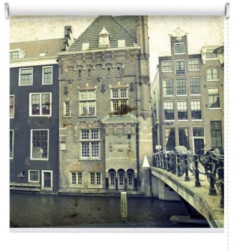 Κανάλι στο Άμστερνταμ, Vintage, Ρολοκουρτίνες, 100 x 100 εκ.