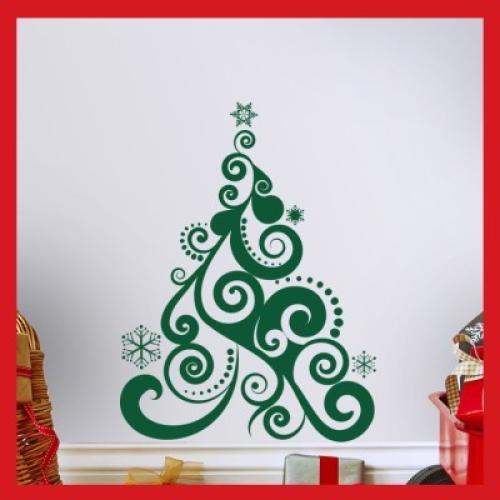 Χριστουγεννιάτικο Δέντρο Καλλιγραφικό, Χριστουγεννιάτικα, Αυτοκόλλητα βιτρίνας, 35 x 46 εκ.