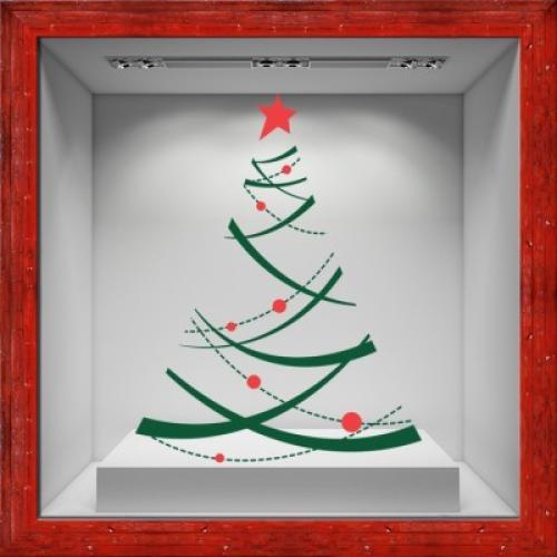 Δέντρο με αστέρι, Χριστουγεννιάτικα, Αυτοκόλλητα βιτρίνας, 45 x 58 εκ.