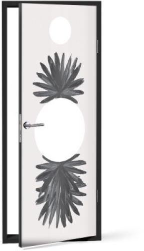 Διπλό μαύρο φυτό, Line Art, Αυτοκόλλητα πόρτας, 60 x 170 εκ.