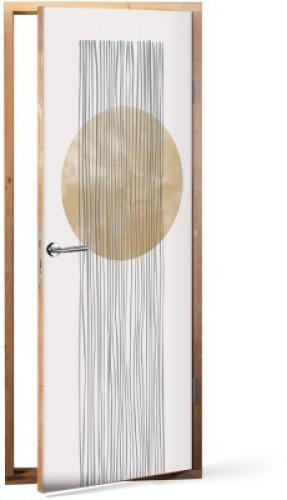 Μοντέρνα χρυσή σύνθεση, Line Art, Αυτοκόλλητα πόρτας, 60 x 170 εκ.