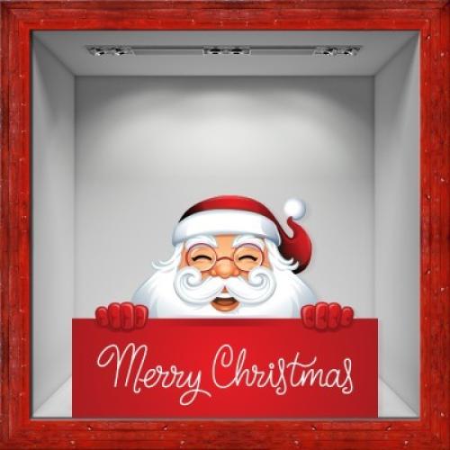 Χαμογελαστός Άγιος Βασίλης, Χριστουγεννιάτικα, Αυτοκόλλητα βιτρίνας, 80 x 57 εκ.