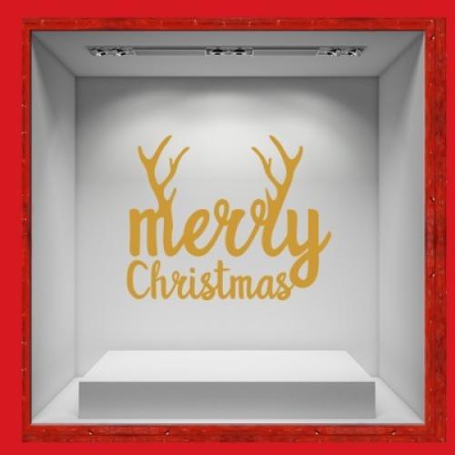 Christmas Antlers, Χριστουγεννιάτικα, Αυτοκόλλητα βιτρίνας, 80 x 64 εκ.