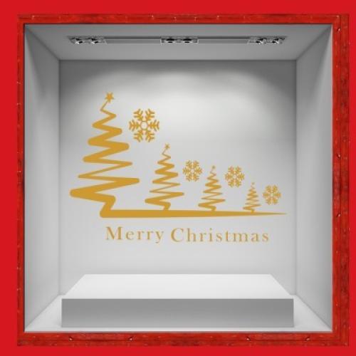 Merry Christmas - Gold & snowflakes, Χριστουγεννιάτικα, Αυτοκόλλητα βιτρίνας, 80 x 55 εκ.