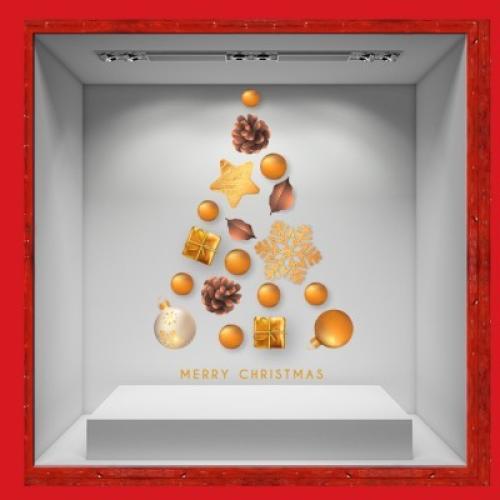 Merry Christmas! στολίδια, Χριστουγεννιάτικα, Αυτοκόλλητα βιτρίνας, 50 x 72 εκ.