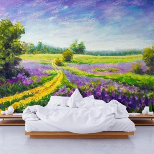 Paint landscape purple flower meadow, Claude Monet, Διάσημοι ζωγράφοι, 100 x 93 εκ.