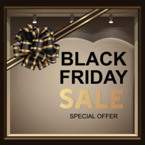 Black Friday Special Offer, Εκπτωτικά, Αυτοκόλλητα βιτρίνας, 60 x 55 εκ.