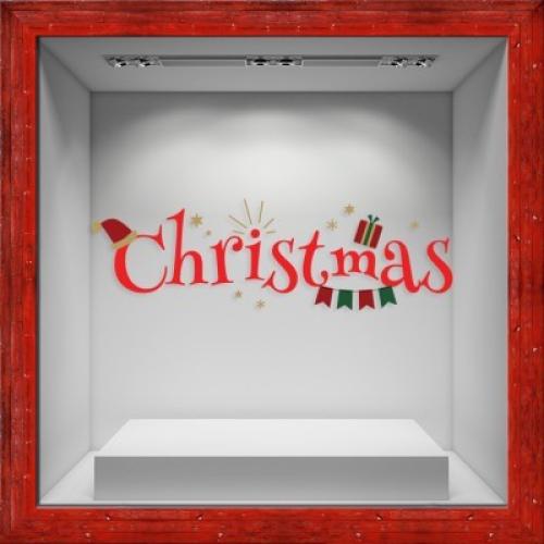 Christmas Πολύχρωμο, Χριστουγεννιάτικα, Αυτοκόλλητα βιτρίνας, 80 x 25 εκ.