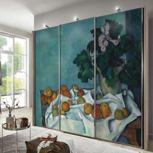 Νεκρή φύση με μήλα και με Primroses, Cezanne Paul, Διάσημοι ζωγράφοι, 100 x 100 εκ.