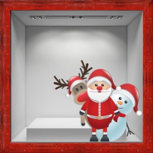 Santa and Deer, Χριστουγεννιάτικα, Αυτοκόλλητα βιτρίνας, 80 x 74 εκ.