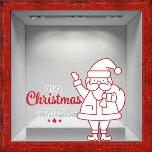 Santa Claus White-Red, Χριστουγεννιάτικα, Αυτοκόλλητα βιτρίνας, 80 x 72 εκ.