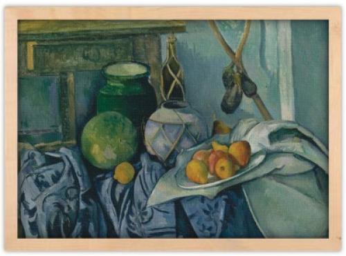 Still Life with a Ginger Jar and Eggplants, Cezanne Paul, Διάσημοι ζωγράφοι, 30 x 20 εκ. Ύφασμα | Mediatex® Botticelli