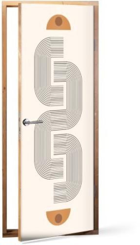 Ακαθόριστες γκρι γραμμές, Line Art, Αυτοκόλλητα πόρτας, 60 x 170 εκ.