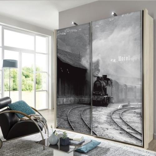 Ατμοκίνητο τραίνο, Βαυαρία, Vintage, Αυτοκόλλητα ντουλάπας, 115 x 80 εκ.