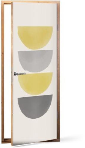 Κίτρινα & γκρι μισοφέγγαρα, Line Art, Αυτοκόλλητα πόρτας, 60 x 170 εκ.