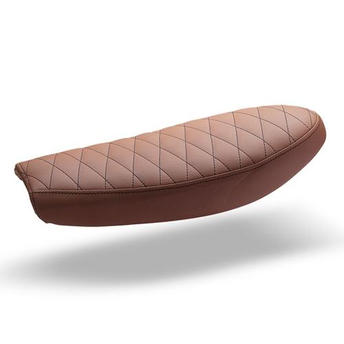 C- Racer Yamaha SR400 Scrambler - Café Racer seat ABS Plastic Material, 40 mm Seat Foam Thickness (C Racer - CRR-0060-032 Brown Chevron Stitching Type Blue Thread Color)