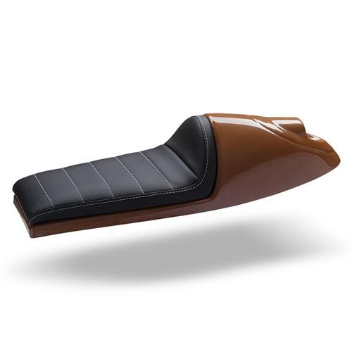 C-Racer Universal Cafe Racer Seat SCR2.1 ABS Plastic Material, 20 mm Seat Foam Thickness (C Racer - CRR-0022-071 Dark Brown Line Stitching Type White Thread Color)